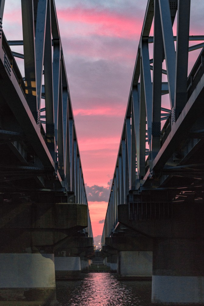 夕焼け空と市川橋