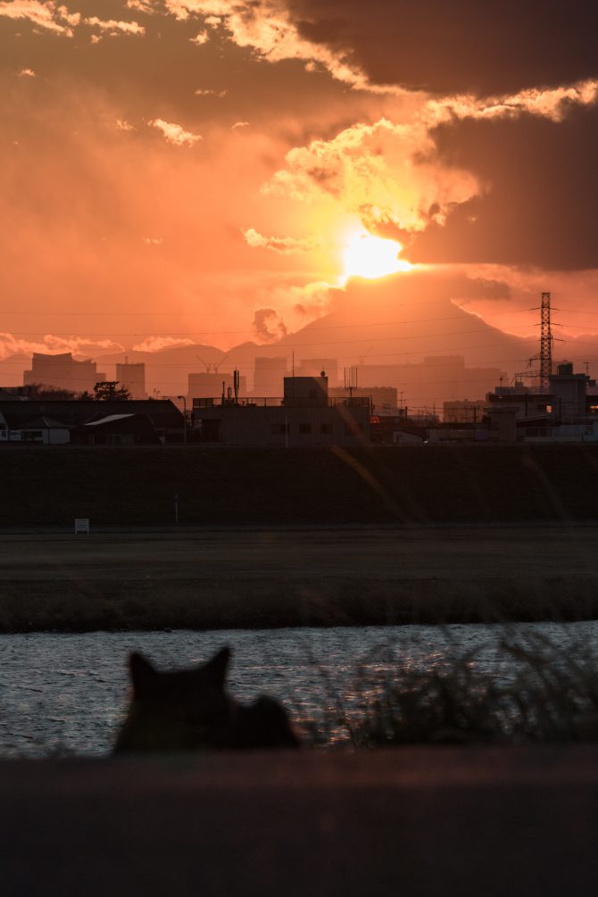 いつかの夕陽と富士山と