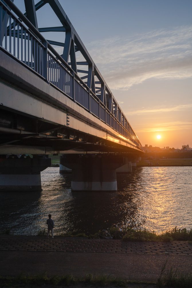 夕陽と市川橋